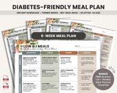 Diabetic Meal Plan for Diabetes, Low GI Diet Low Carb Meal Plan Diabetes Printable Food Chart, Diabetic-Friendly Grocery List & Meal Planner