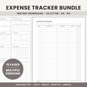 Expense Tracker Printable Spending Tracker Expense Log, Monthly Income & Budget Planner, Bookkeeping Daily, Weekly, Monthly, Yearly Expenses