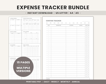 Expense Tracker Printable Spending Tracker Expense Log, Monthly Income & Budget Planner, Bookkeeping Daily, Weekly, Monthly, Yearly Expenses