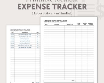 Medical Expense Tracker, Printable Hospital Bills, Health Budget Tracker | Insurance, Medical & Healthcare Expenses Log | Medical Binder PDF