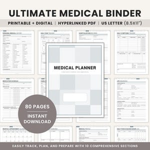 以下が含まれることがあります： 80ページのデジタルおよび印刷可能なUltimate Medical Binder。Medical PlannerはUS Letterサイズ（8.5x11インチ）です。10個の包括的なセクションを使用して、ユーザーが簡単に追跡、計画、準備できるように設計されています。
