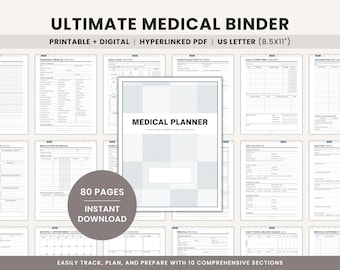 Ultimate Medical Binder & Health Planner Printable for Chronic Illness, Family Medical Records, Emergency Organizer, Digital Medical Journal