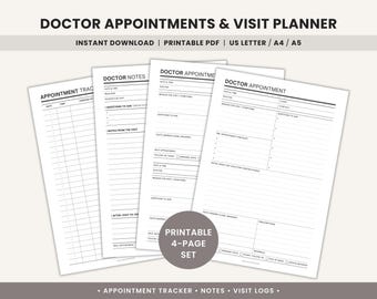 Doctor Appointment Planner Printable Medical Appointments Tracker Doctor Visit Notes for Family Health Binder, Medical Organizer Notes PDF