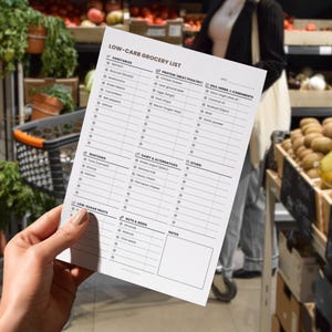 Printable low carb grocery list – categorized shopping list for a low carb diet.