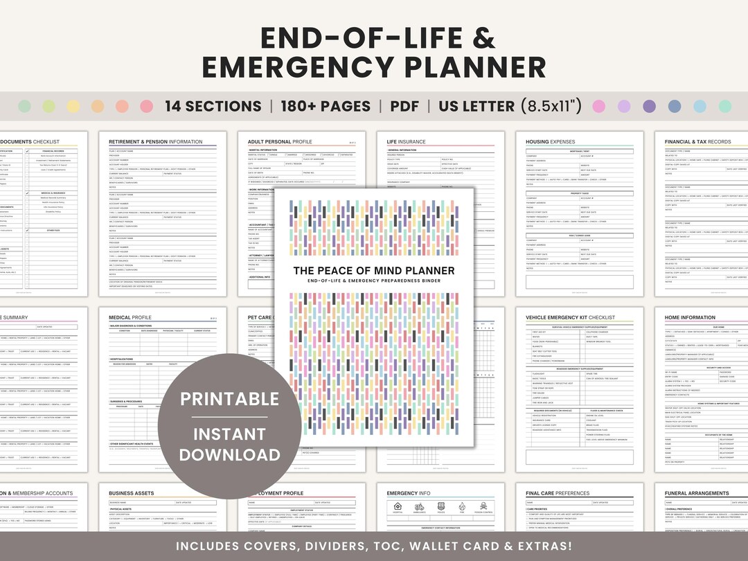 End of Life Planner Printable Emergency Binder, Just in Case Binder ...