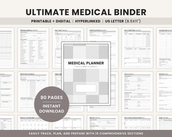 Ultimate Medical Binder & Health Planner Printable for Family Medical Records, Doctor Appointment, Chronic Illness, Digital Emergency Binder
