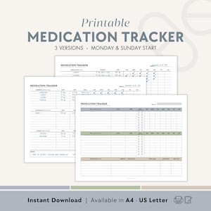 Medication Tracker Printable | Medicine Log, AM PM Refill Reminder, Chronic Illness Planner, Minimalist Meds Chart for Nurses & Caregivers