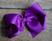 Grape Purple Big 6 Inch Twisted Boutique Bow Bright Purple Bow