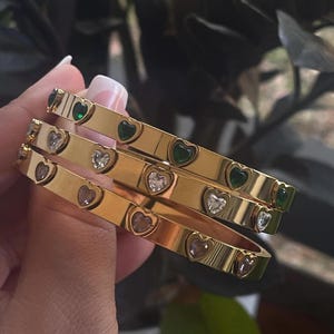 Stainless steel bangle heart bracelet women gold