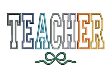Teacher Embroidery Design: Back to School Machine Embroidery File (Digital Download