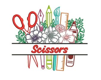 Scissors Embroidery Design: Filled Stitch Machine Embroidery Pattern (Digital Download