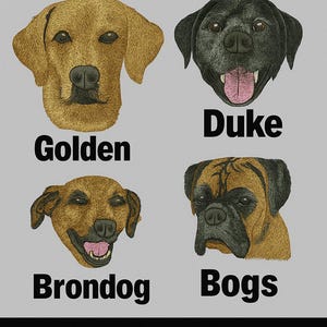 Motif de broderie chien personnalisé – fichier de broderie machine pour portrait d&#39;animal de compagnie personnalisé pour casquettes, chemises et écussons