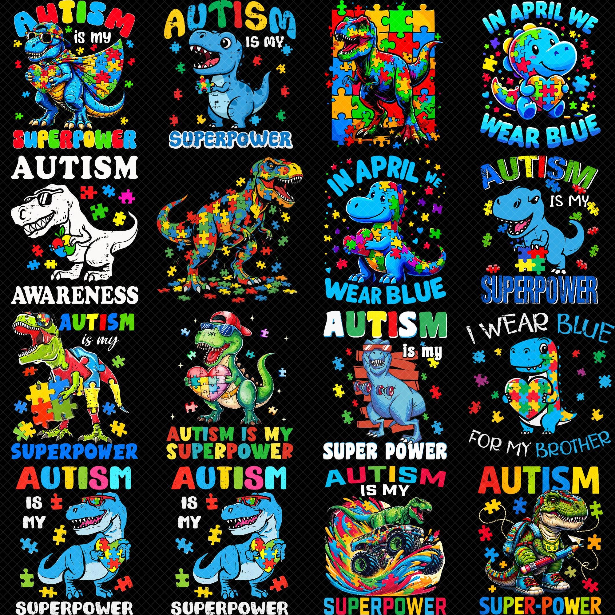 Autism is My Superpower PNG, Dino T-rex Monster Truck Puzzle PNG ...