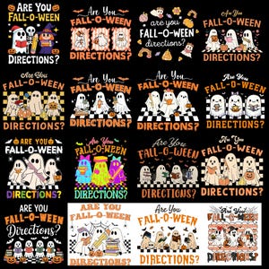Är du höstens vägbeskrivningar PNG-paket, roliga Halloween-spöken PNG, söta läskiga spökböcker, sublimeringsdesigner för höstens Halloween
