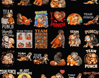 30+ PNG Punch Baby Monkey PNG, Viral Emotional Plush Monkey PNG, Lonely Cute Monkey Graphic, Dear Punch Inspired Design, Digital Download