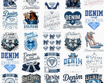 Denim och diamanter digitalt paket, stövlar på marken denim png, blå jeans, pärlor, cowboystil, glamourös cowgirl-festdesign png