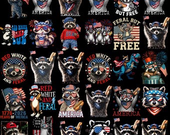 Patriotic Raccoon PNG, 4th of July America Shirt Design, Funny USA Animal Sublimation Download