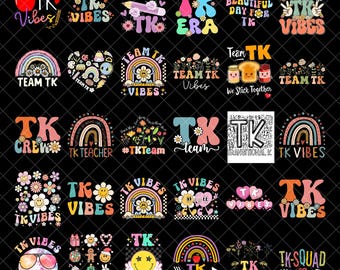TK Vibes Png Bundle, Transitional Kindergarten PNG, Back to School TK Era Shirt Design, Teacher png, Teacher life Png, Sublimation Designs