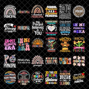 Principal Png Bundle, Appreciation Gift, Gift for Principal Lover, School Principal Png, Retro, Principal Shirt Design Png, Digital File