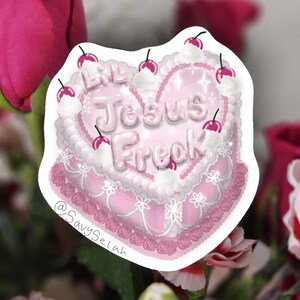 Adesivo in vinile cristiano impermeabile e carino - Jesus Freak Cake