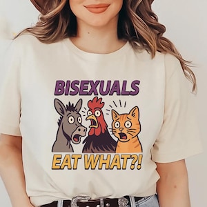 Rolig bisexuell ät vad-tröja, trendig unisex-tröja, unik tröja, gåva, LGBTQ Pride Donkey Chicken Cat Sweatshirt med huva