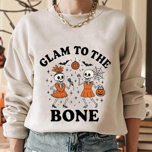 Glam to the Bone Skeleton Shirt,Trending Unisex Tee Shirt,Unique Shirt Gift,Funny Halloween Disco Sweatshirt, Spooky Diva Skeleton Hoodie