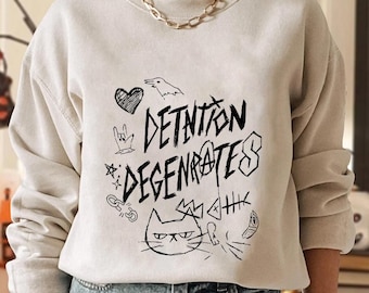 Detentie degenereert punk kattenshirt, trendy uniseks T-shirt, uniek shirtcadeau, grappige rebelse kitty-sweater, hoodie anarchy rock