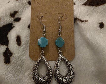 Silver and Turquoise Dangle Earrings
