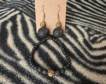 Lavastone with Gold Earrings and Bracelet set