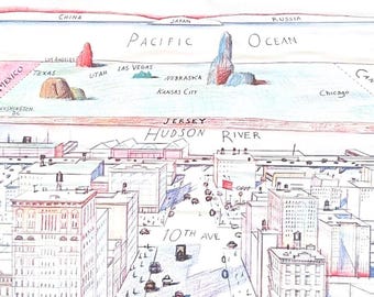 Impresión inspirada en “The New Yorker”: La vista desde la 9.ª Avenida