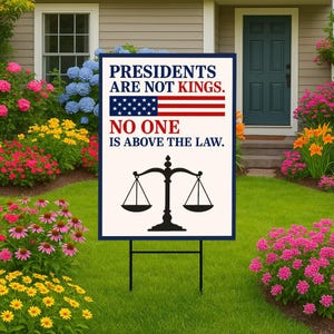 Cartel de protesta "No Kings in America", resistencia anti-Pre, póster de activista político, cartel de manifestación, póster de protesta contra el fascismo, decoración de jardín