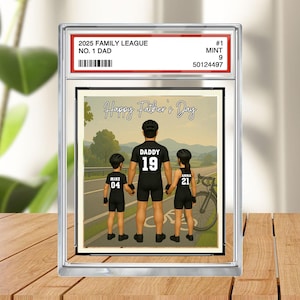 Custom Bicycle Racing Dad Plaque, No.1 Cycle Dad Trading Card, Personalized Kid's Name With Dad, Father's Day Gift Decor, Biking Dad Gift