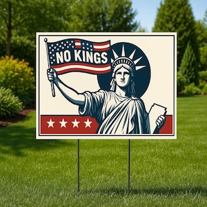 Cartel de protesta "No Kings In America", antirresistencia, activista político, cartel de manifestación, póster de protesta "Resisten el fascismo", cartel de jardín