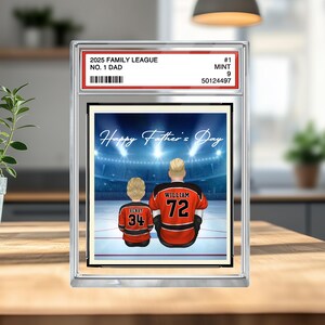 Plaque de bloc acrylique personnalisée pour papa n ° 1, carte à collectionner, cadeau de fête des pères pour amateur de hockey, joueur de hockey, cadeau pour mari de hockey