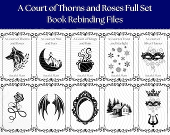 Diseño de portada de archivo de reencuadernación de libro ACOTAR Una corte de rosas y espinas