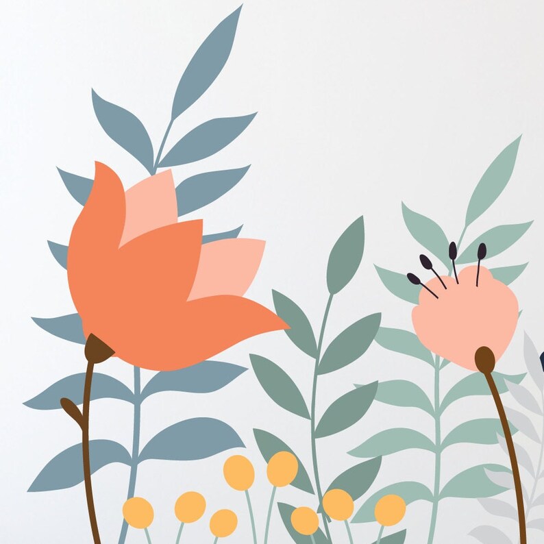 Flower Wall Decals Floral Wall Stickers Large Flower Etsy