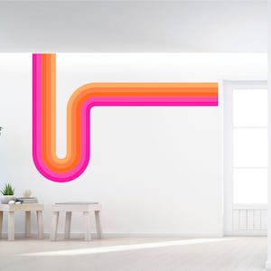 Wall Decal | Peel and Stick | Pink Retro Stripe Wall Decals | Colorful Wall Decor | Vintage Stripes | Rainbow Nursery Art | Stripe Border