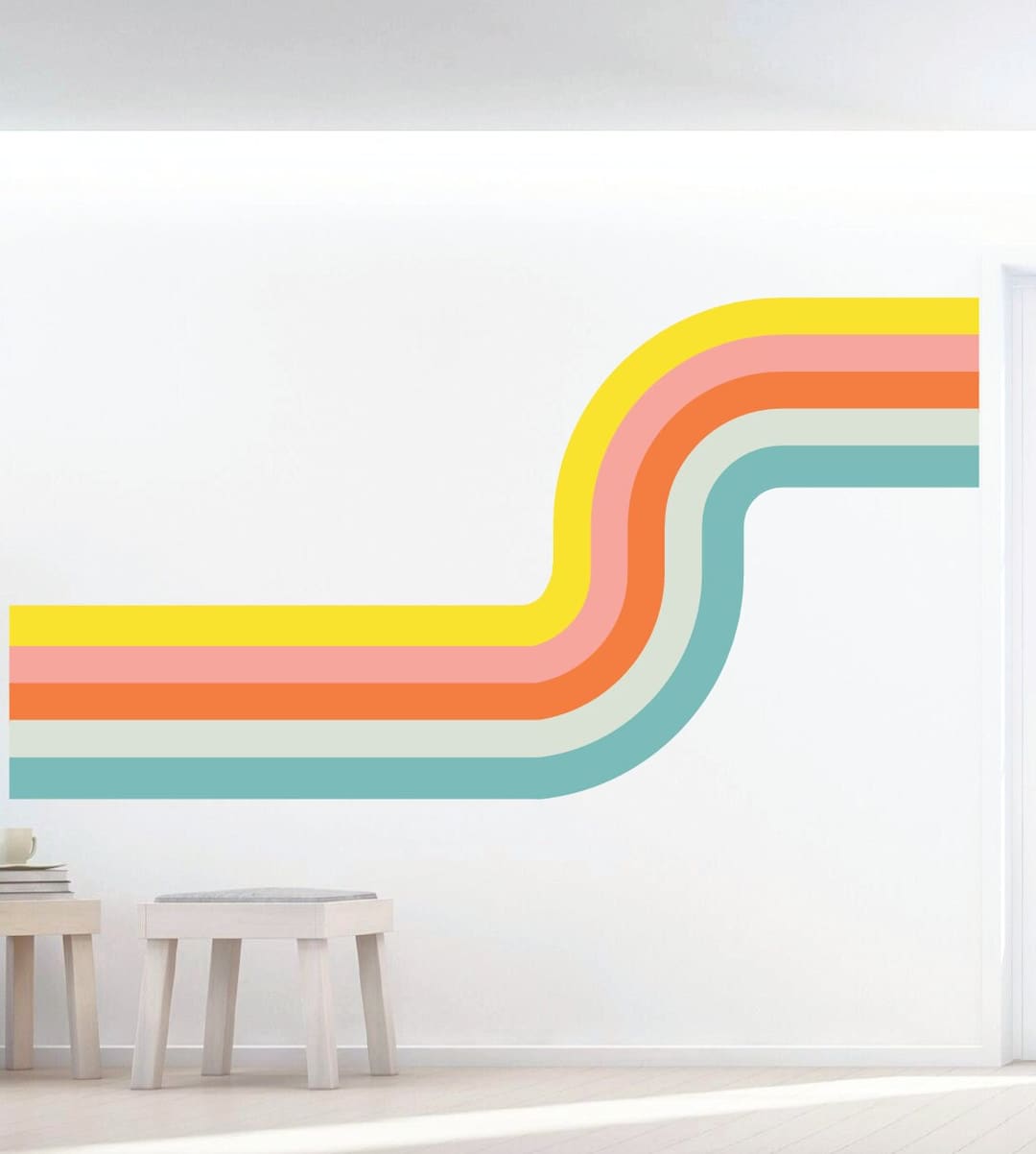 Colorful Retro Stripe Wall Decal/playroom Decal/removable Wall Sticker ...