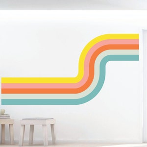 Colorful Retro Stripe Wall Decal/Playroom decal/Removable wall sticker