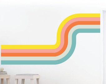 Colorful Retro Stripe Wall Decal/Playroom decal/Removable wall sticker