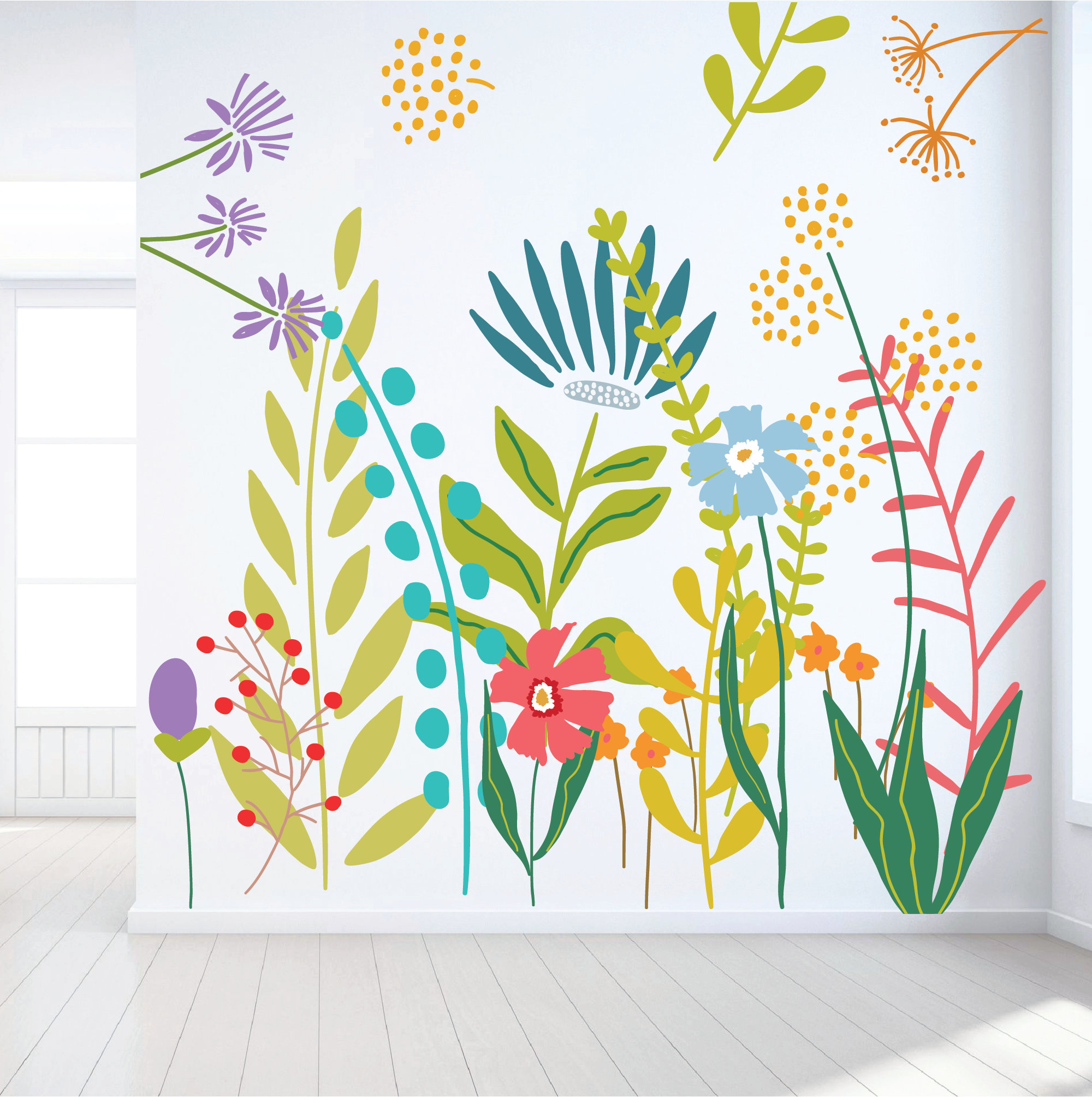 Large Floral Wall Decals, Removable Vinyl Art, Custom Colors Available ...