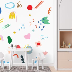 Colorful Abstract Wall Decals – Modern Removable Fabric Wall Art for Kids, Playrooms, or Nurseries