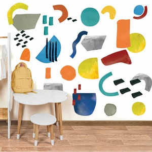 Wall Decals, Colorful Abstract Wall Stickers, Modern Kids Room Decor Decals, Boys Room Wall Decals, Lime Green Blue Orange Wall Graphics