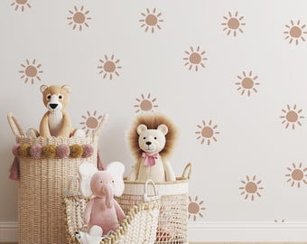 Vinilo decorativo de pared - Vinilos de sol en tono beige neutro - Adhesivo de pared de sol - Vinilos de pared de sol - Decoración bohemia para habitación infantil