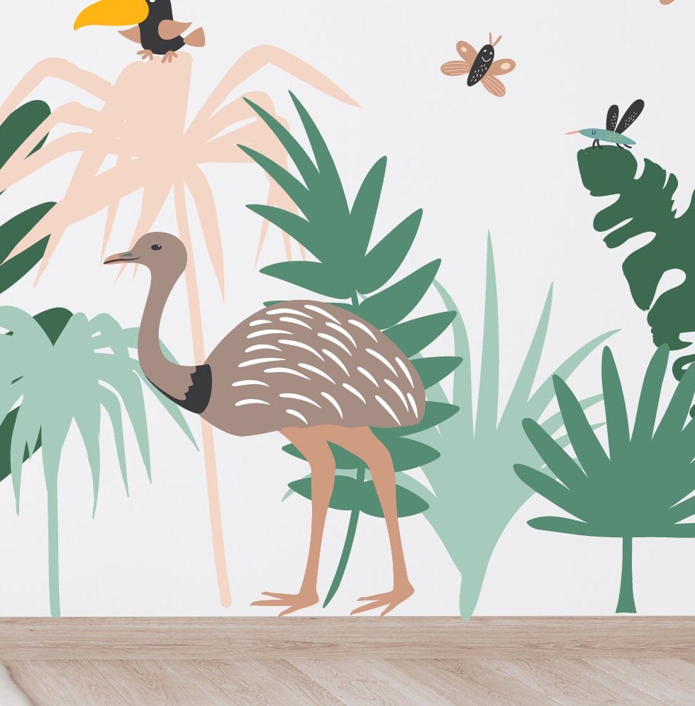 Jungle Animals Tropical Rainforest Wall Decals, Peel and Stick Nursery ...