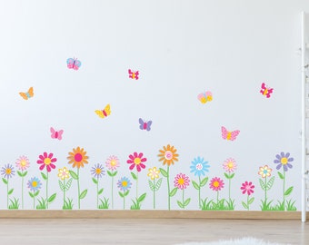 Calcomanía de vinilo para pared Calcomanías de vinilo para pared Pegatinas Margaritas Flores Mariposas