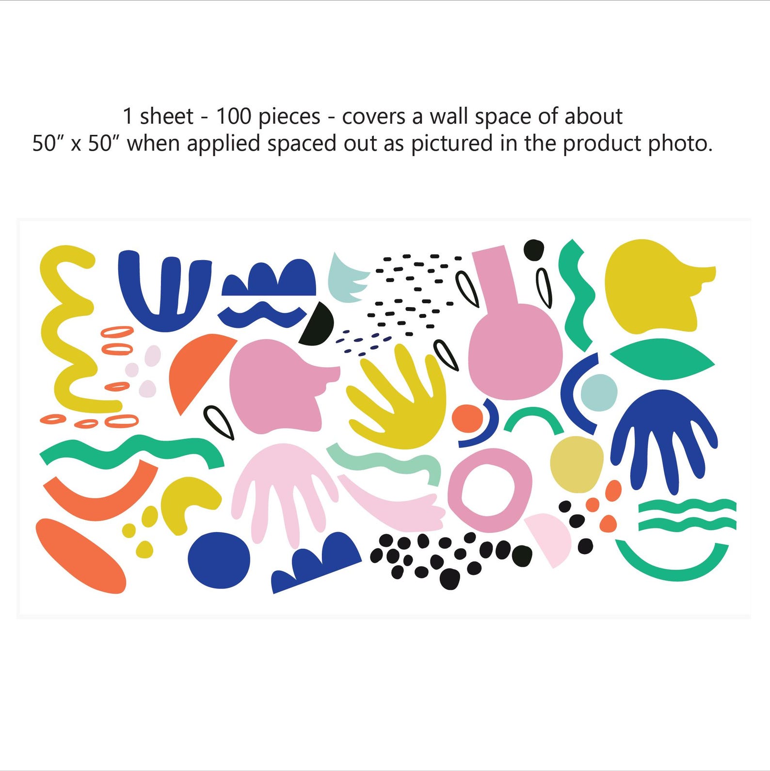 Playful Abstract Shapes Wall Decals, Removable Fabric Vinyl, Custom ...