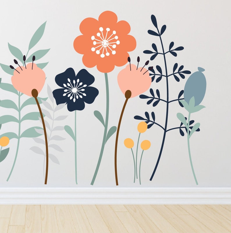 Flower Wall Decals Floral Wall Stickers Large Flower Etsy