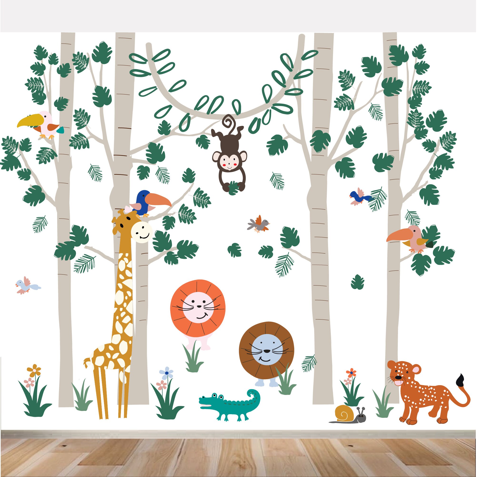 Wall Jungle Animal Decal Stickers Kids Nursery Room Safari Mural Art Decorations Wall Jungle Animal Decal Stickers Kids Nursery Room Safari Mural Art Decorations