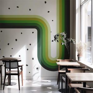 Retro groene ombre streep verwijderbare stoffen muursticker